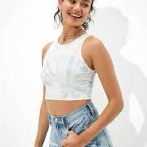 American Eagle Outfitters Blue and White Crop Top